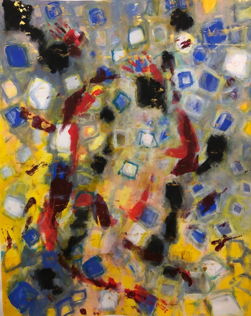 Monica Argentino mista su tela astratto