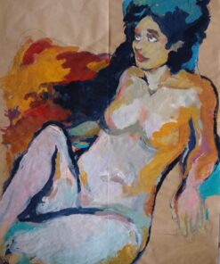 Michele Stagni acrilico su carta figura femminile