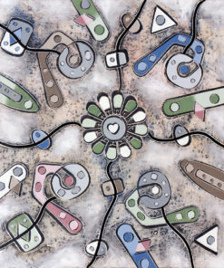 Andrea Benetti olio su tela astratto figure