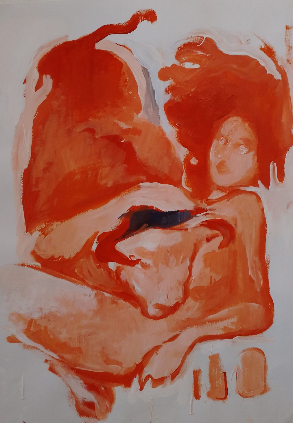 Michele Stagni acrilico su carta figura femminile