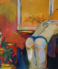 Michele Stagni acrilico su tela figure umane donna sedere