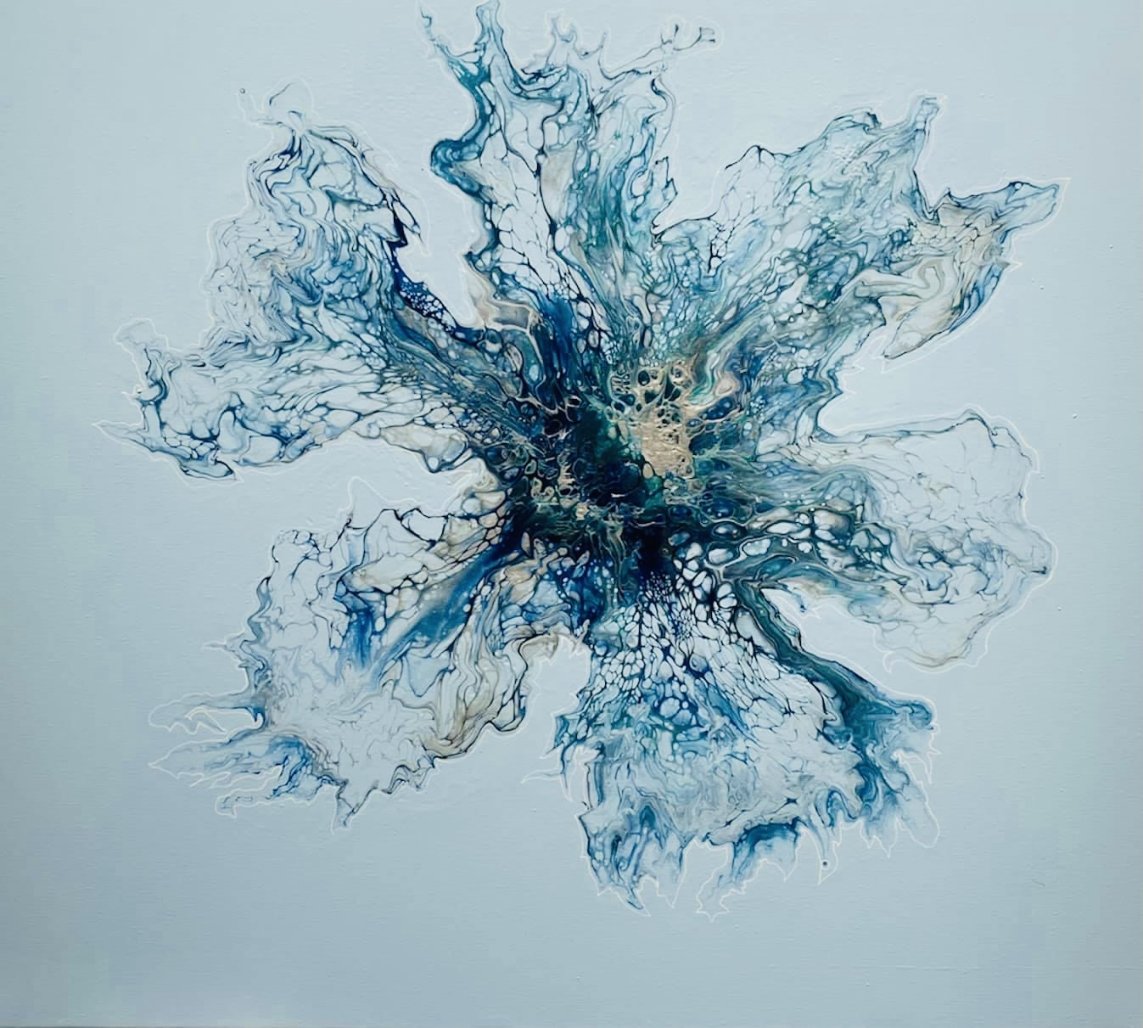 Fiore ghiacciato" di Pamela Naranzoni (2021) - Acrilico su tela - Astratto - 90x80x2cm