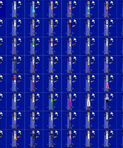 Elisabetta Randi Immagine di un piccolo uomo, vestito in maniera sempre diversa, che si ripete 64 volte