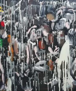 Questa è una cover tratta dal "Martirio di San Matteo" di Caravaggio, la numero 109, in cui al segno espressivo sul fondo nero caravaggesco, si sovrappone un dripping con smalto. Mauro Maffezzoni