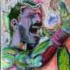 In questa fantastica opera realizzata con colori ad olio e colori Fluo acrilici esplode tutta la potenza di Freddie Mercury nel suo gesto più divino, ovvero quello di portare la bellezza delle sue canzoni al pubblico. Mauro Di Berardino