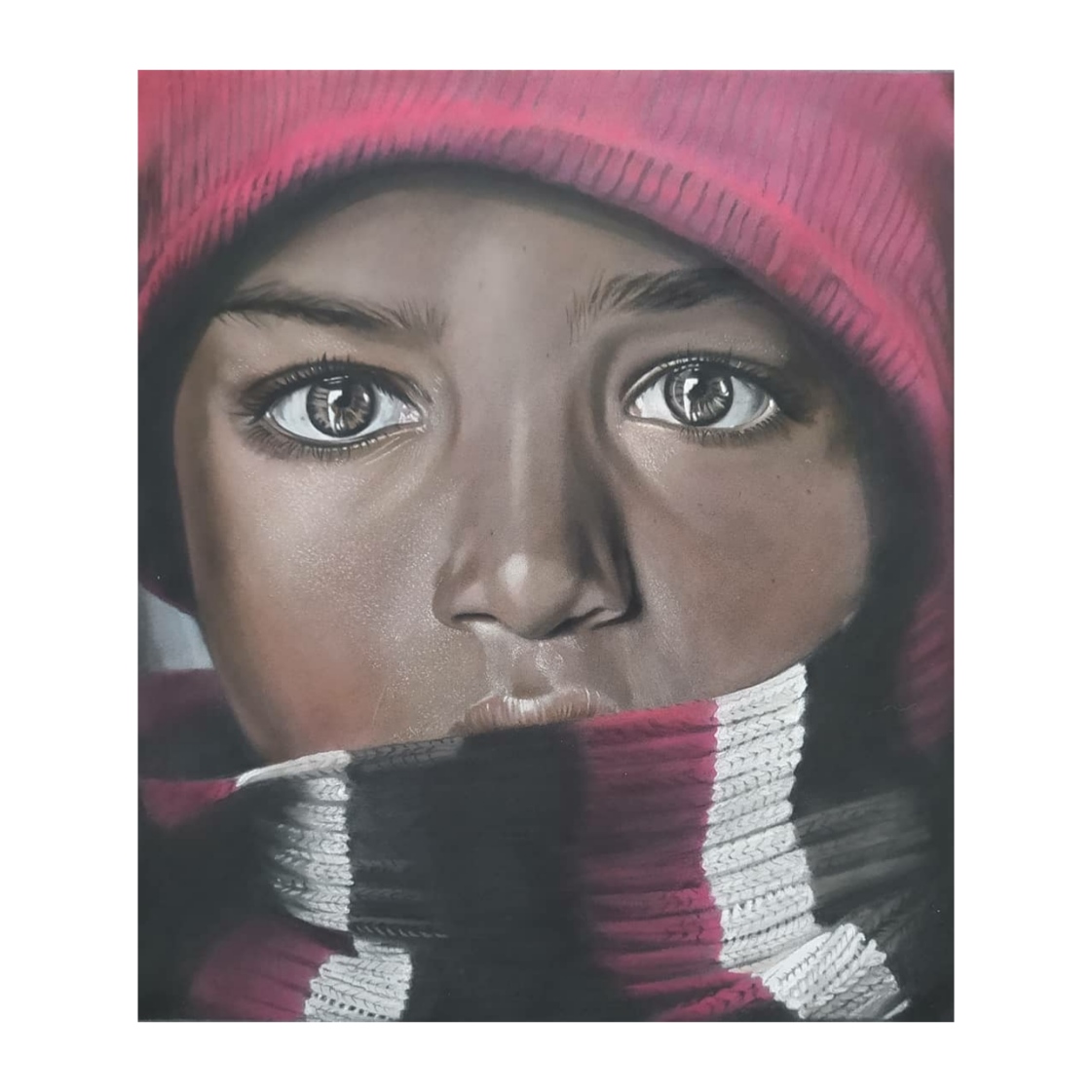 Barbara Sirtoli grafite e carboncino su carta Strathmore Volto di bambino