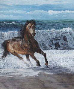 Acrilico su tela figurativo cavallo mare Lorenzo Sperzaga
