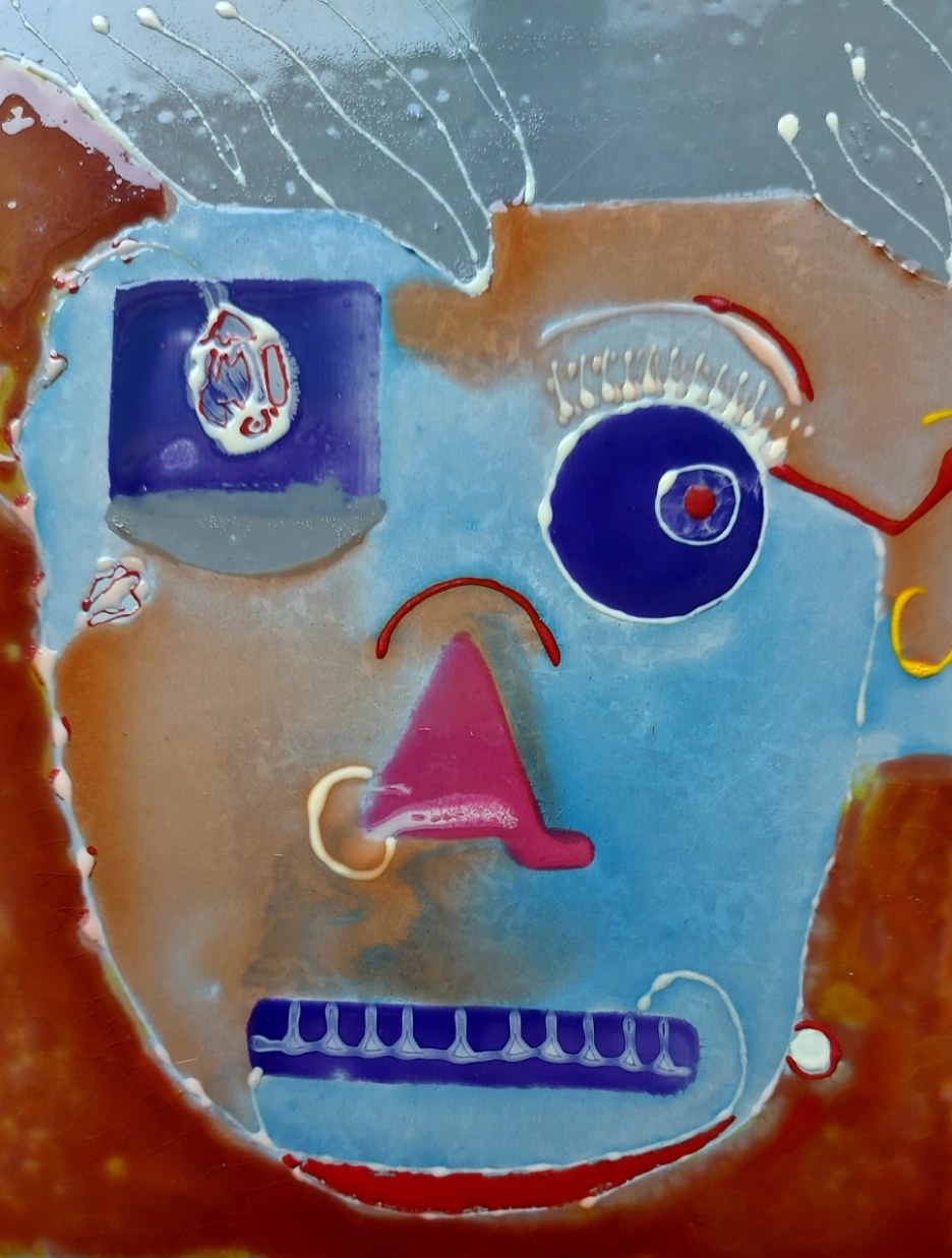 Nicoletta Belli acrilico su tela figura umana occhiali