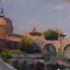 Michele Bellini olio su cartone telato paesaggi castello