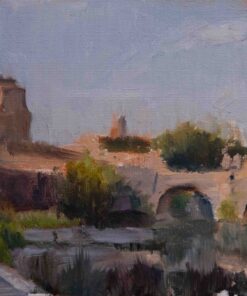 Michele Bellini olio su cartone telato paesaggi castello