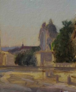 Michele Bellini olio su cartone telato paesaggio