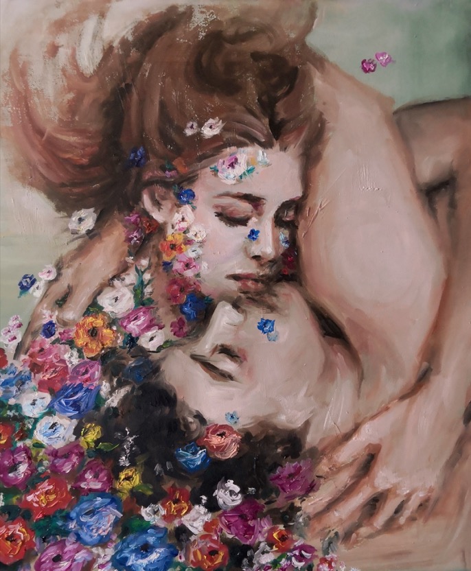 Diletta Innocenti Fagni Opera realizzata durante la pandemia Covid19, nella speranza e desiderio di tornare ad abbracciarsi.