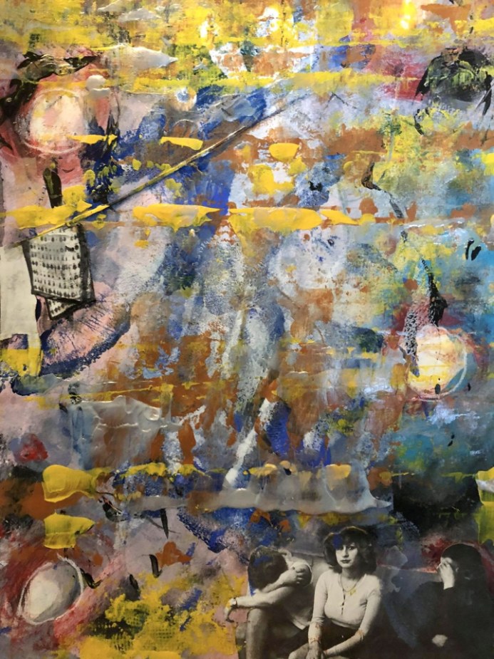 Monica Argentino misto su tela astratto figure umane