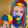 Azzurra Lo Bello Acrilico su Tela Pop art Volto femminile Sacro