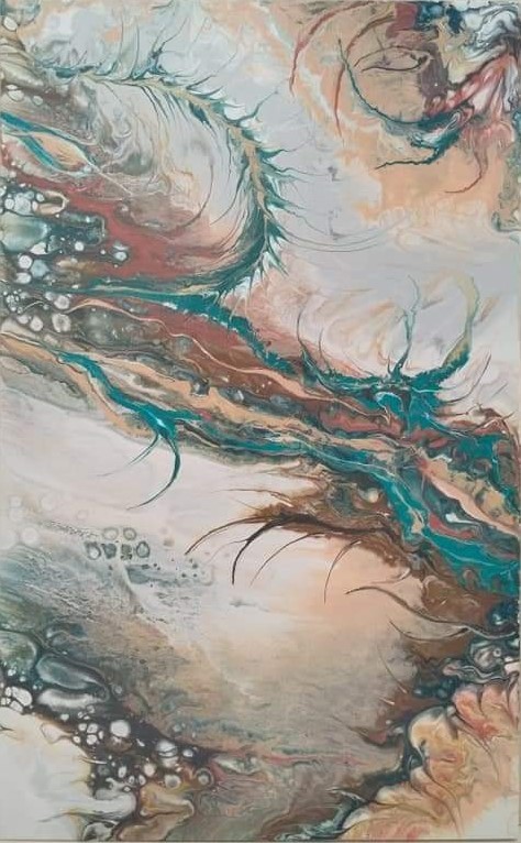 "Fantasy" di Viktoriya Turkevych - Acrilico su tela - Fluid Art - 47x70x2cm