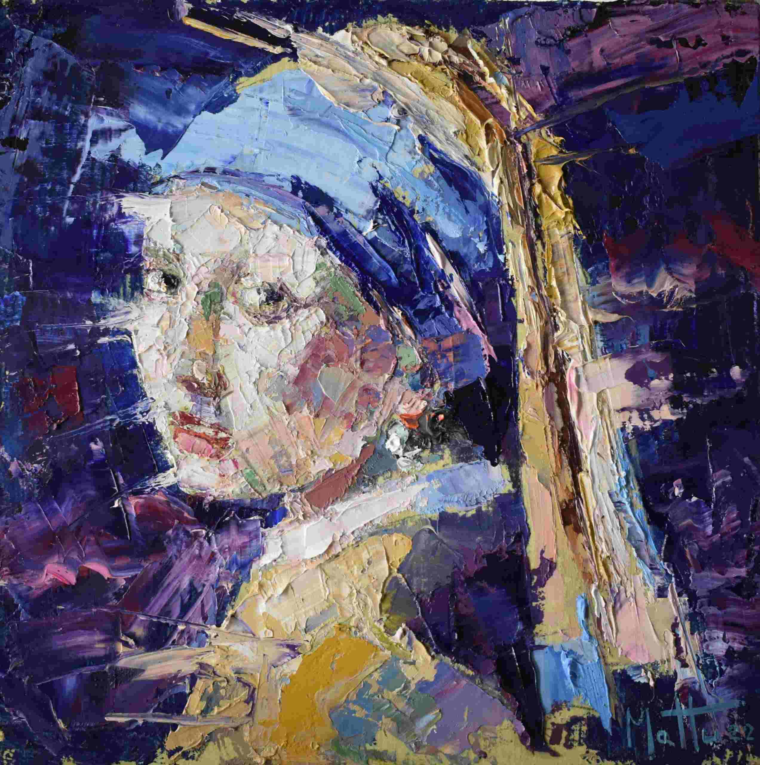 KaboomArt Vermeer) Das Gianni | dem Zeitgenössische Mädchen Kunst | | mit Mattu Perlenohrgehänge (Hommage an