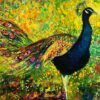 Pavone Quadro ad Olio su tela finger painted Chiara Magni