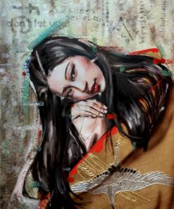 Olio su tela con foglia d'oro e pasta acrilica modellante Simona Zecca figurativo ritratto