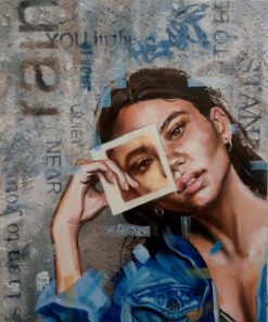 Figurativo ritratto Olio su tela con foglia d'oro e pasta acrilica modellante Simona Zecca